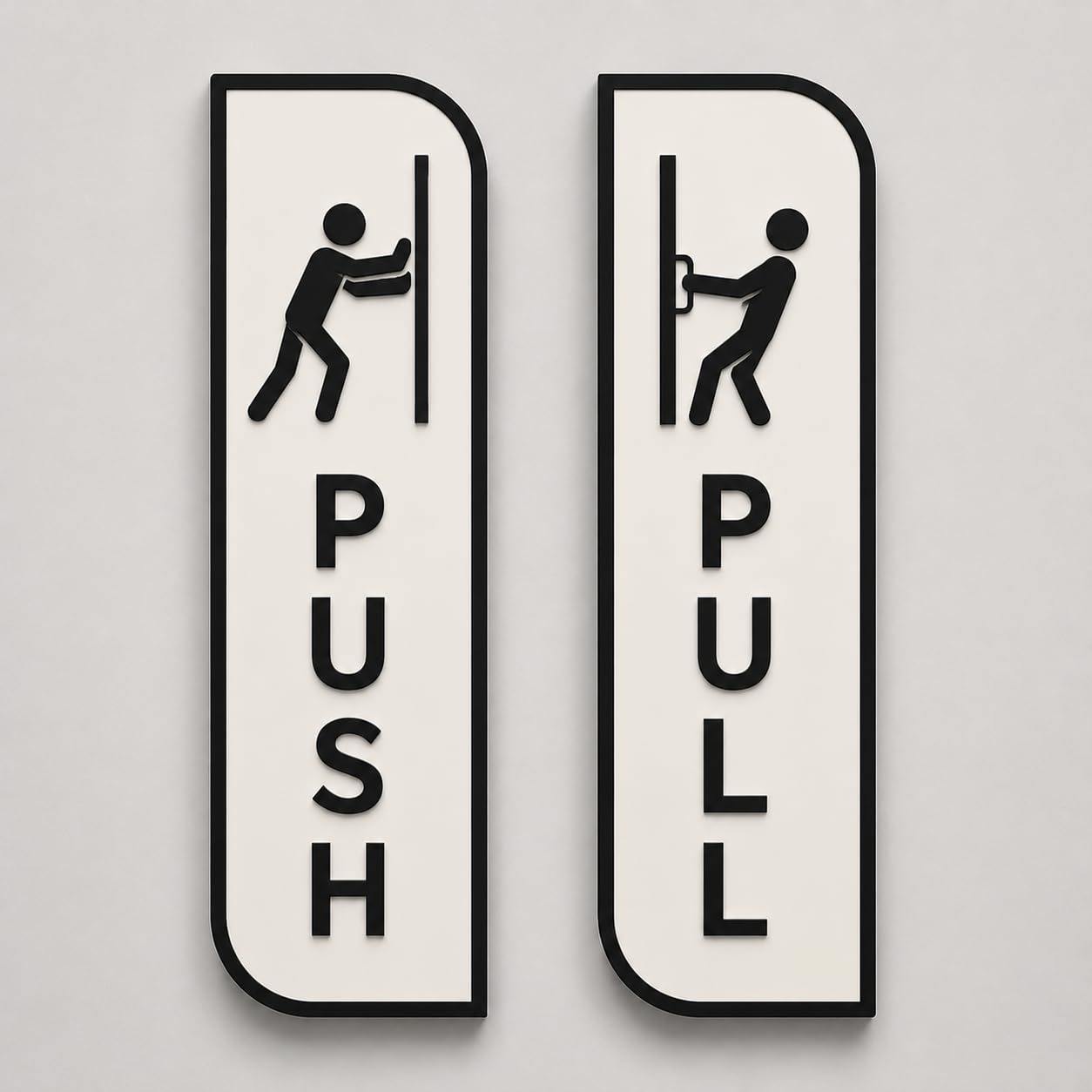White Acrylic Push pull sign for glass door – Minimalist Vertical Office Door Plaques for Retail Stores, Cafes, Restaurants, Glass Doors & Commercial Entrances