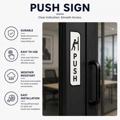 White Acrylic Push pull sign for glass door – Minimalist Vertical Office Door Plaques for Retail Stores, Cafes, Restaurants, Glass Doors & Commercial Entrances