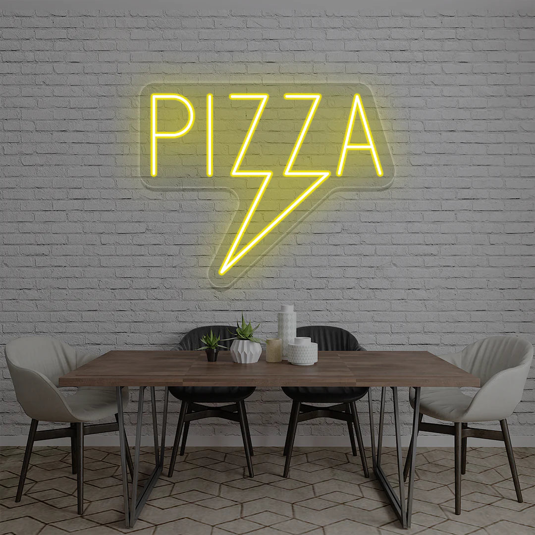 Pizza Bolt LED Restaurant Signs | Fast Food & Mexican Restaurant Neon (18In x 18In)