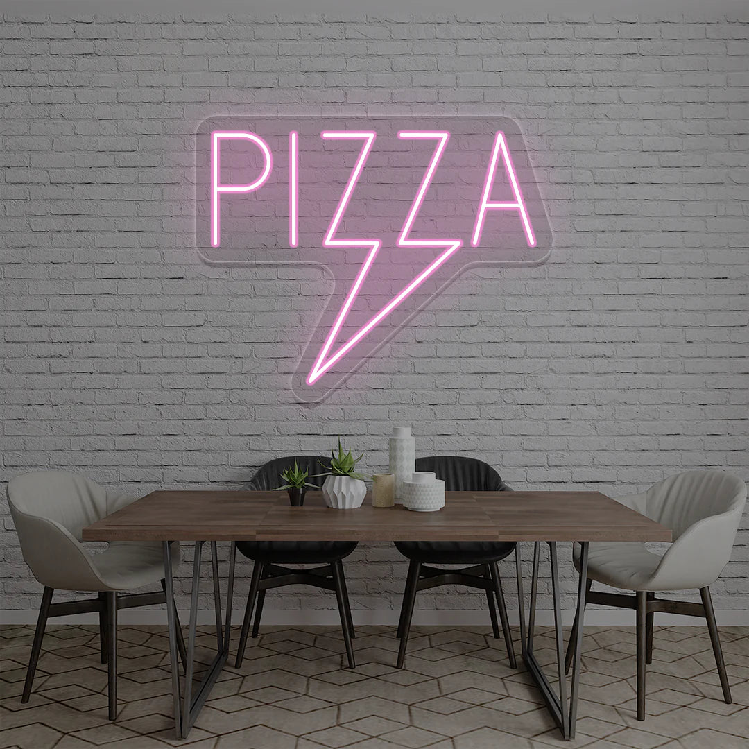 Pizza Bolt LED Restaurant Signs | Fast Food & Mexican Restaurant Neon (18In x 18In)