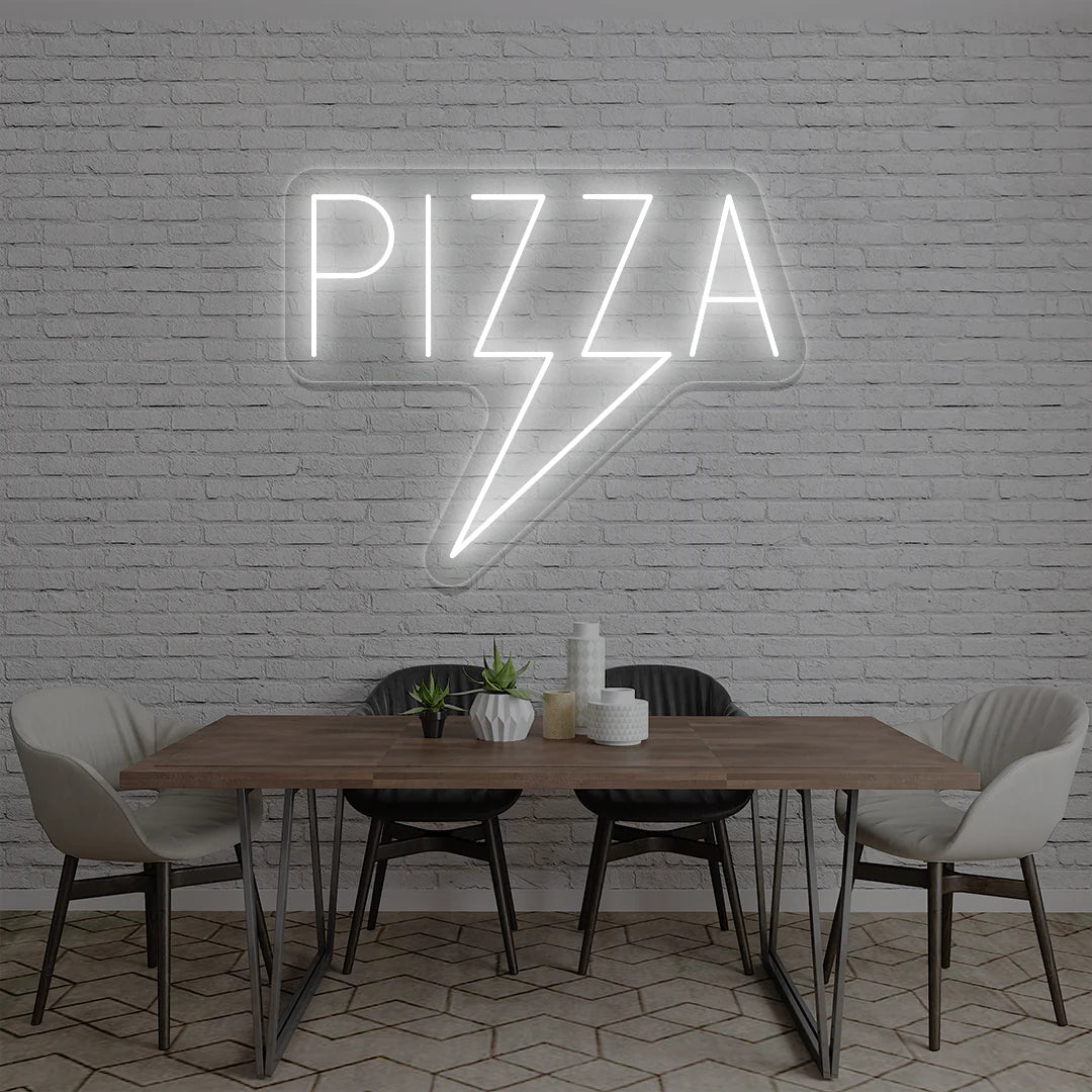 Pizza Bolt LED Restaurant Signs | Fast Food & Mexican Restaurant Neon (18In x 18In)