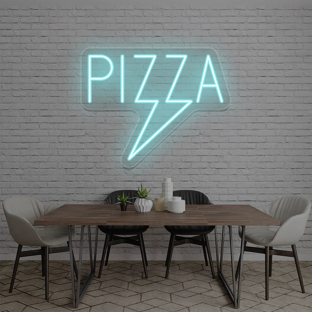 Pizza Bolt LED Restaurant Signs | Fast Food & Mexican Restaurant Neon (18In x 18In)