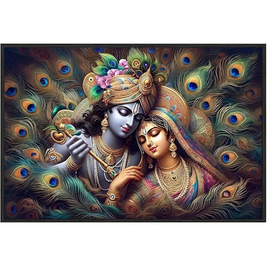 Eurotex Wrapped Canvas Wall Painting for Living Room Perfect Colorful Radha Krishna Canvas Painting for Hall Bedroom Office Gift & Décor (Radha-Krishna-01)