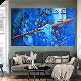 Eurotex Beautiful Radha Krishna with flute Big Size Wall Painting for Living Room, Bedroom, Home, Office, Hotels (Radha Krishna-17)