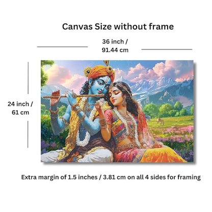 Eurotex Canvas Radha Krishna Wall Painting for Living Room, Bedroom, Hotels, Office - Big Size Elegant Wall Art for Home Decoration, Perfect Wall Decor (Radha Krishna-15)