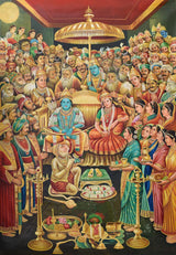 Eurotex Shri Ram Darbar Antique Canvas Wall Painting Eurotex