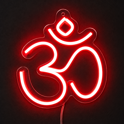 Om LED Neon Sign – Warm White ॐ Light for Home Mandir