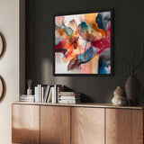 Eurotex Abstract Art With Flower, Framed Wall art (36x36 In) Eurotex