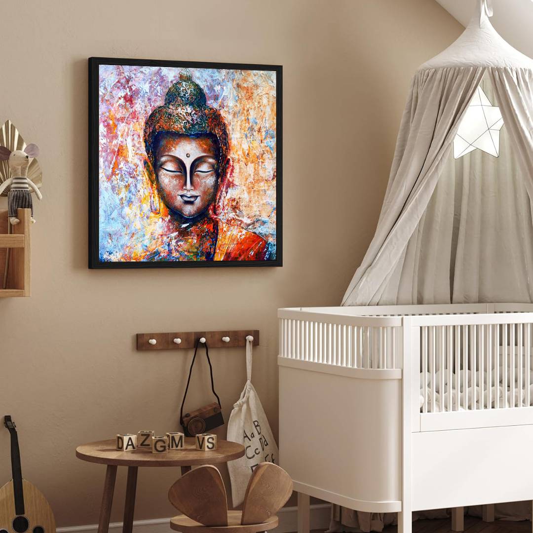 Eurotex Gautam Buddha, Framed Canvas Painting for Living Room (36x36 In) Eurotex