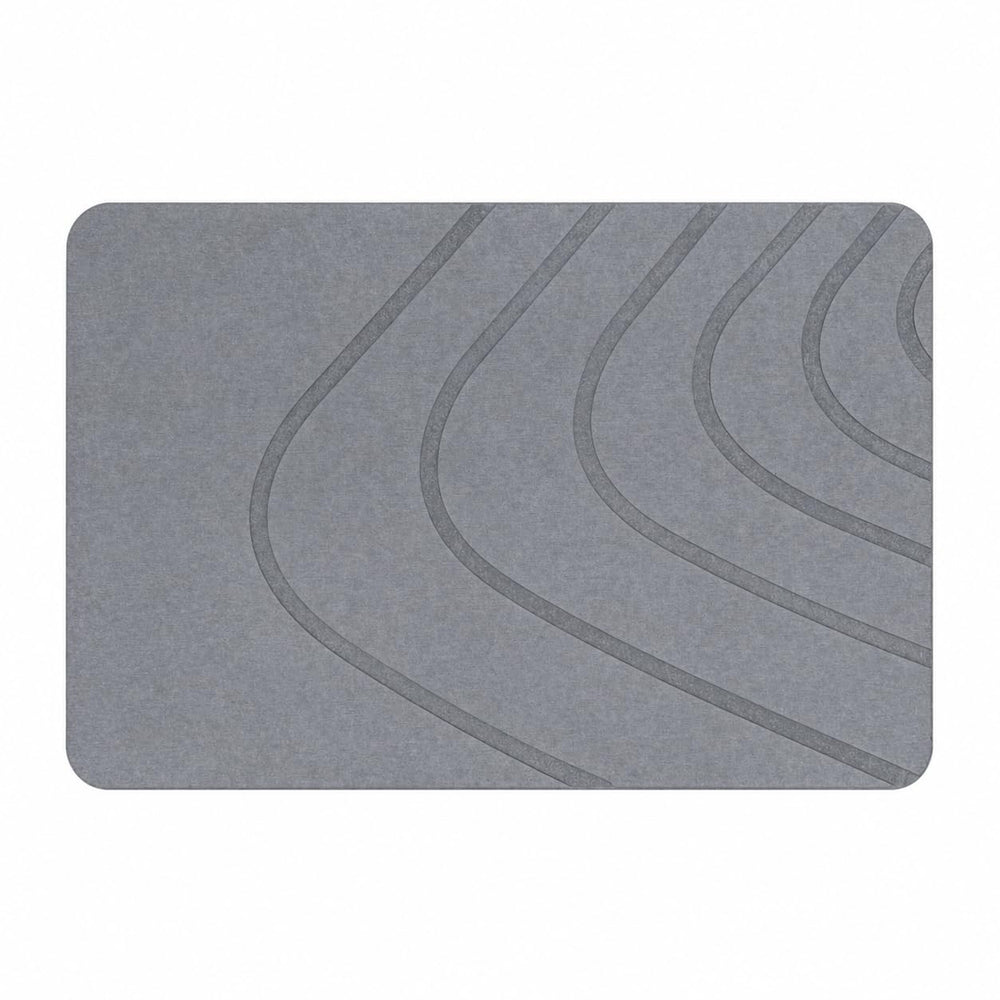 Eurotex Diatomite Stone Bath Mat Grey 60×40 cm | Ultra Fast Drying & Super Absorbent | Anti-Slip Base | Engraved Line Design | Durable Hard Bath Mat with Sanding Paper | Grey