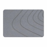 Eurotex Diatomite Stone Bath Mat Grey 60×40 cm | Ultra Fast Drying & Super Absorbent | Anti-Slip Base | Engraved Line Design | Durable Hard Bath Mat with Sanding Paper | Grey