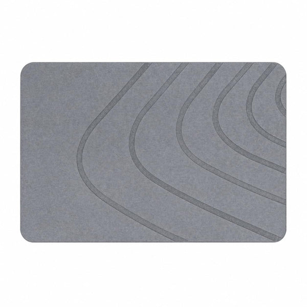 Eurotex Diatomite Stone Bath Mat Grey 60×40 cm | Ultra Fast Drying & Super Absorbent | Anti-Slip Base | Engraved Line Design | Durable Hard Bath Mat with Sanding Paper | Grey