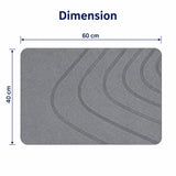 Eurotex Diatomite Stone Bath Mat Grey 60×40 cm | Ultra Fast Drying & Super Absorbent | Anti-Slip Base | Engraved Line Design | Durable Hard Bath Mat with Sanding Paper | Grey