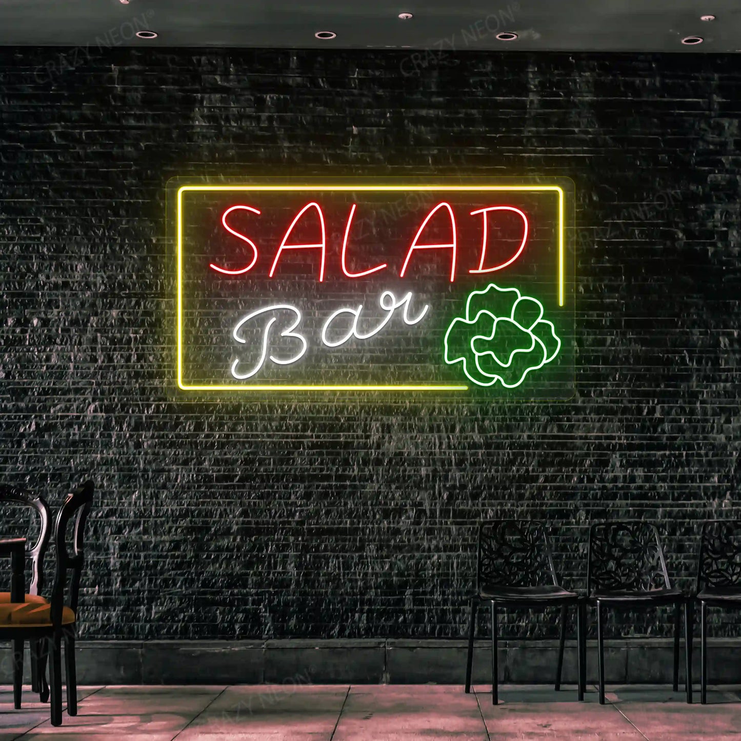 Salad Bar Neon Sign Iconic Restaurant Neon Replicas | Hard Rock & Taco Bell Style (30In x 18In)