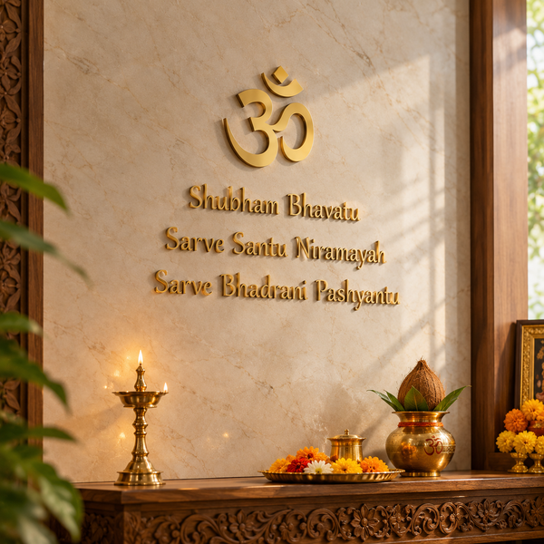Gayatri Mantra 3D Acrylic Wall Decor – Gold Mirror 24 Inch