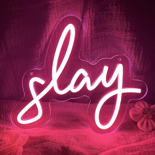 Neon Sign Board for Bedroom, Living Room, Gaming Room Decor, Gift for Birthday and Anniversary (Slay)