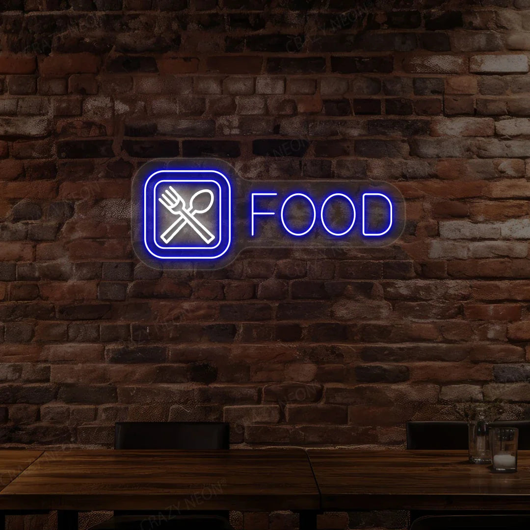 Spoon and Fork Personalized Neon Signs & Fast Food Light Up Signs | Vintage Style (30In x 12In)