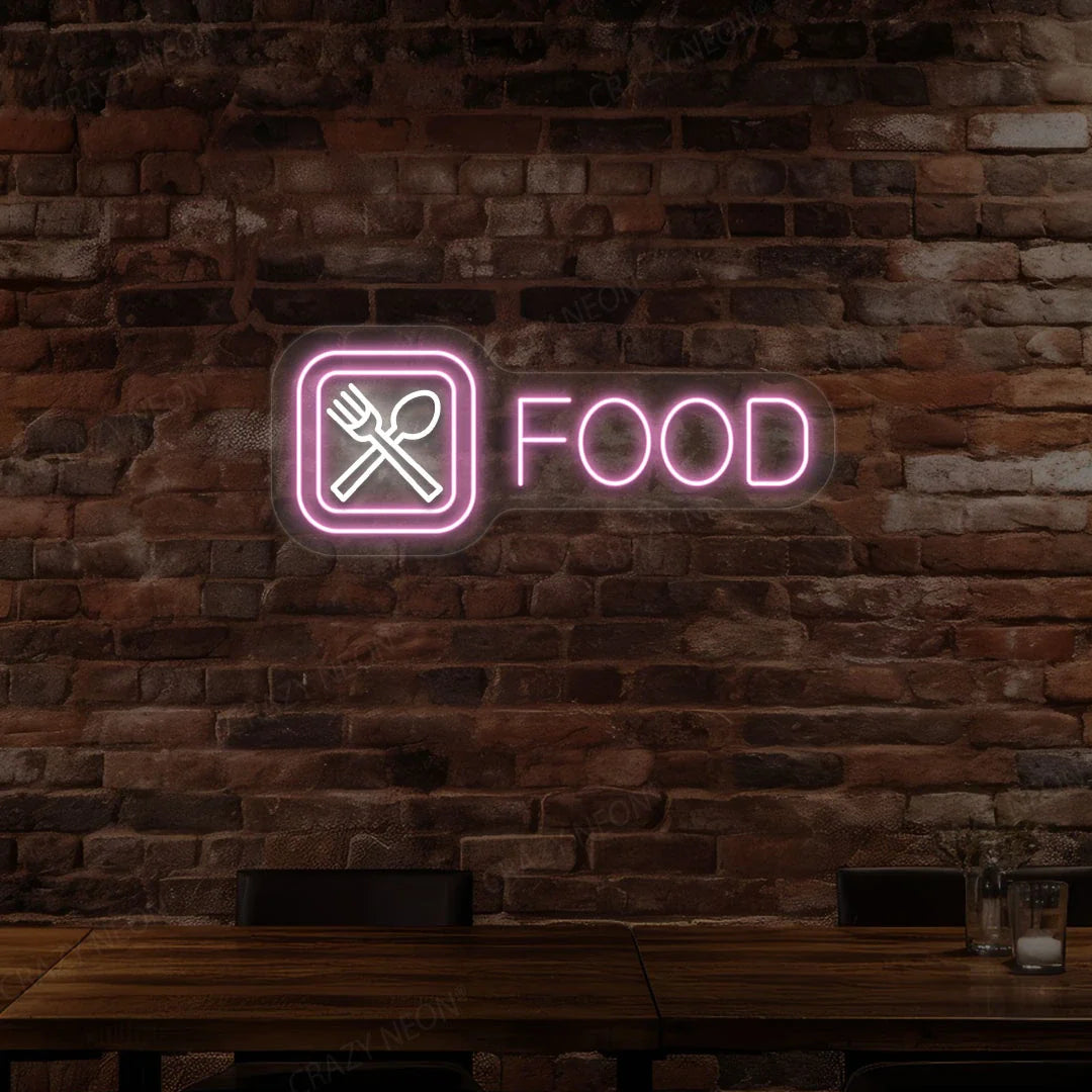 Spoon and Fork Personalized Neon Signs & Fast Food Light Up Signs | Vintage Style (30In x 12In)