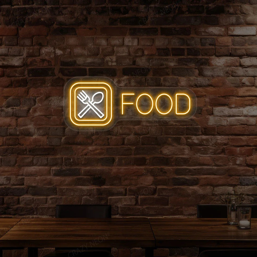 Spoon and Fork Personalized Neon Signs & Fast Food Light Up Signs | Vintage Style (30In x 12In)