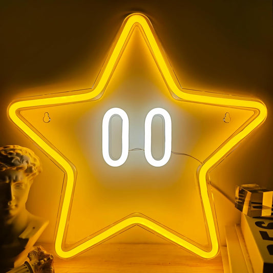Neon Sign Board for Bedroom, Living Room, Gaming Room Decor, Gift for Birthday and Anniversary (Star Face)