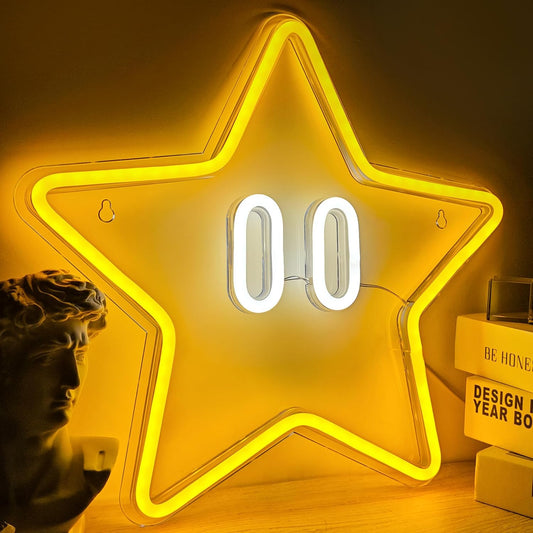 Neon Sign Board for Bedroom, Living Room, Gaming Room Decor, Gift for Birthday and Anniversary (Star Face)