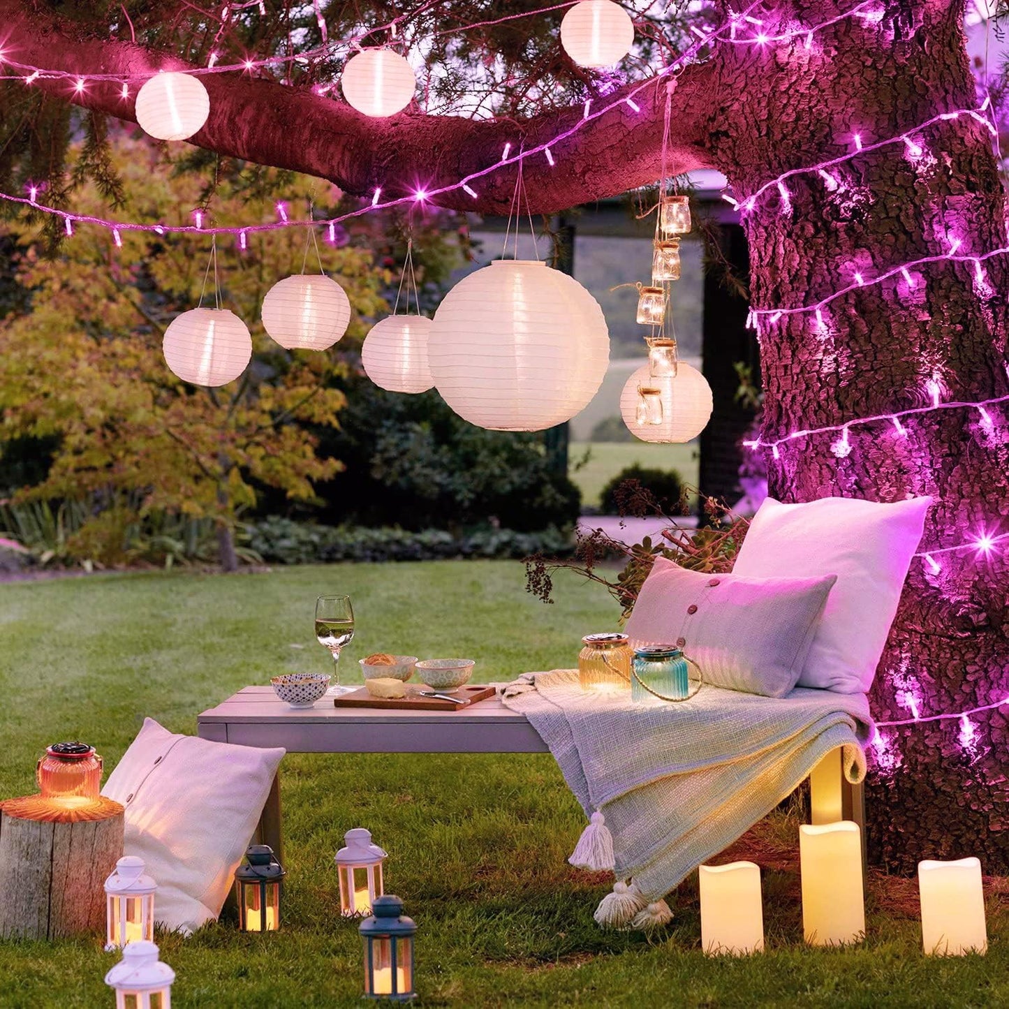 Eurotex Led String Lights 20 Meter Pink For Diwali (Pack of 2)
