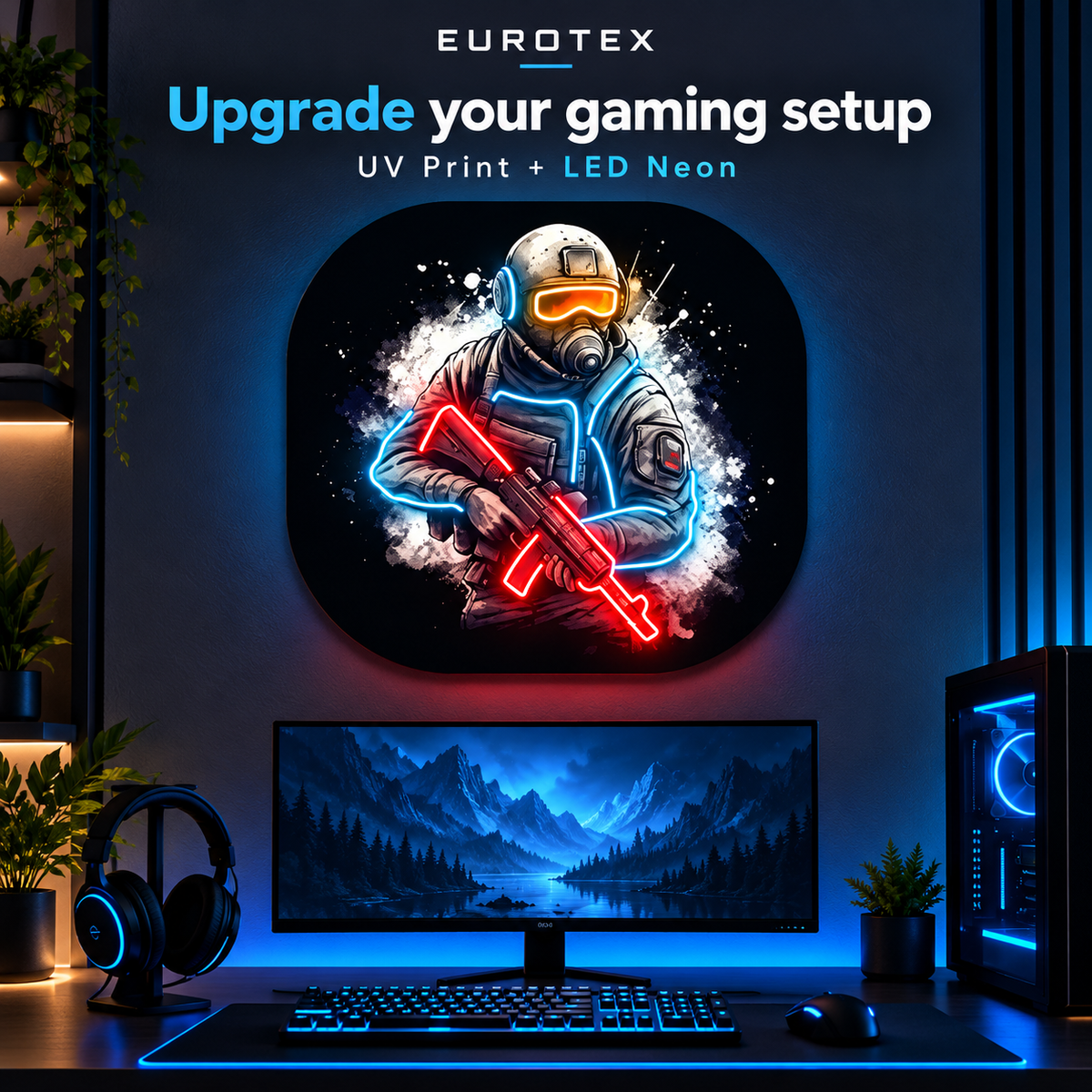 Counter Strike Gaming LED Neon Sign – UV Printed Wall Art
