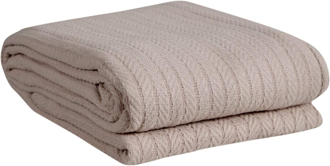 Eurotex Cable Cotton Blankets for Bed, 100% Cotton Blanket - Tan Eurotex