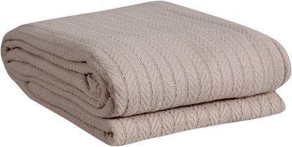 Eurotex Cable Cotton Blankets for Bed, 100% Cotton Blanket - Tan Eurotex