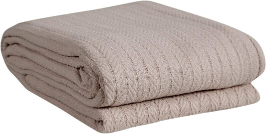 Eurotex Cable Cotton Blankets for Bed, 100% Cotton Blanket - Tan Eurotex
