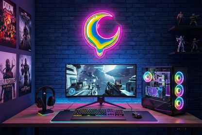 Custom Made Melting Moon UV Print Neon Signs | LED Signs & Personalized Logos