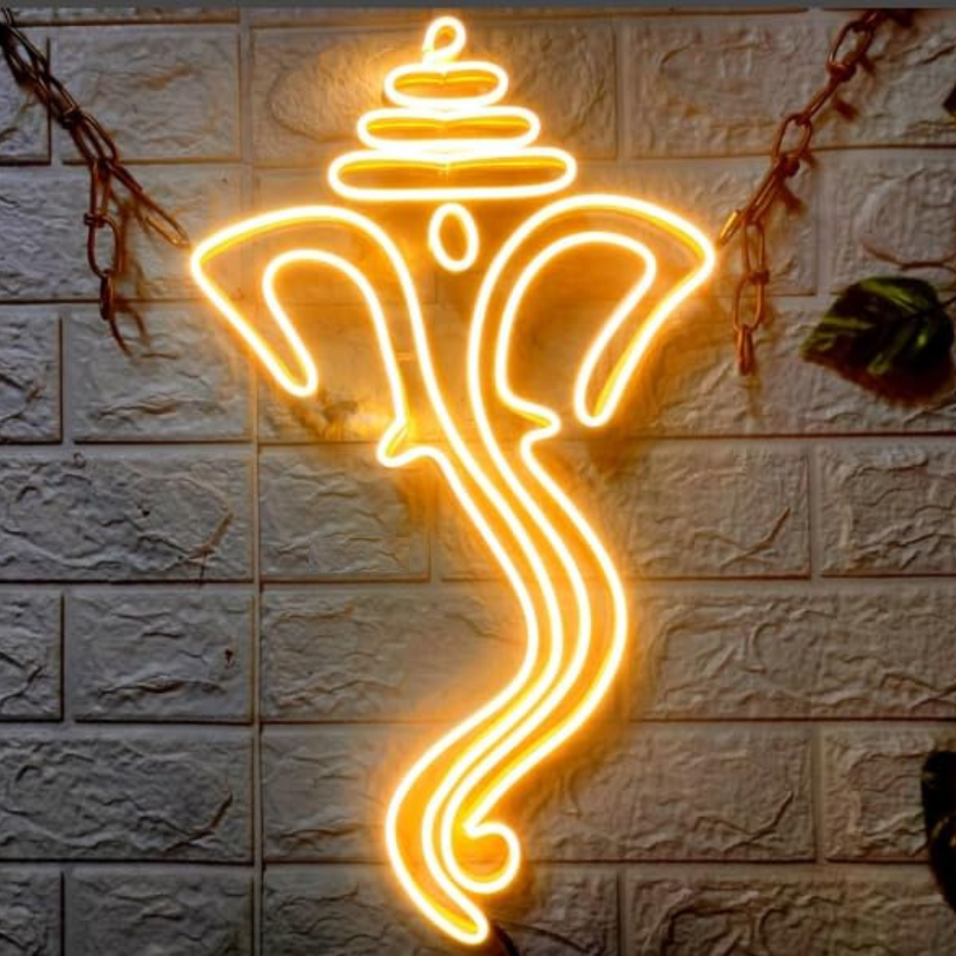 Ganesh ji Neon Sign, Wall Decor, Neon Signs for room Eurotex India