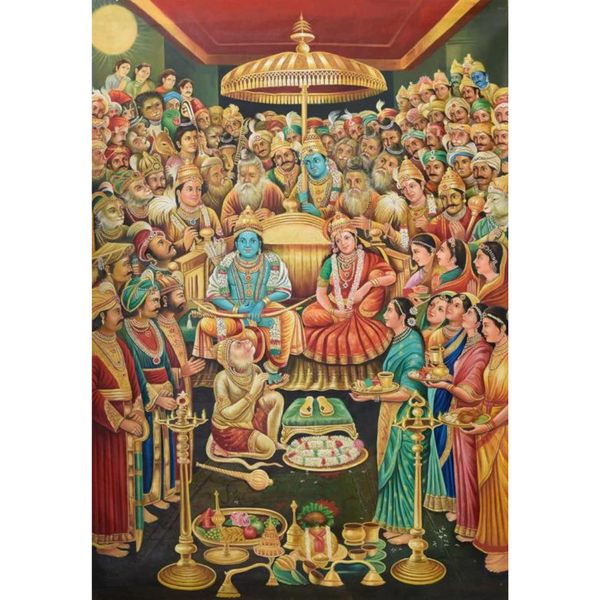 Eurotex Shri Ram Darbar Antique Canvas Wall Painting