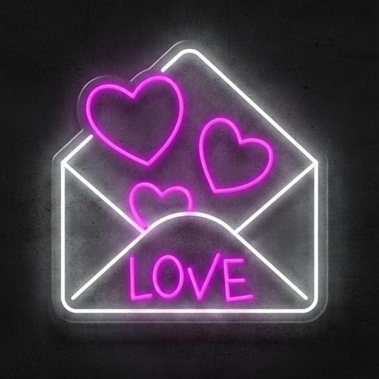 Love Letter Valentine Neon Sign | Valentine’s Day Gifts for Him & Her | Romantic Presents for Husband, Wife, BF & GF