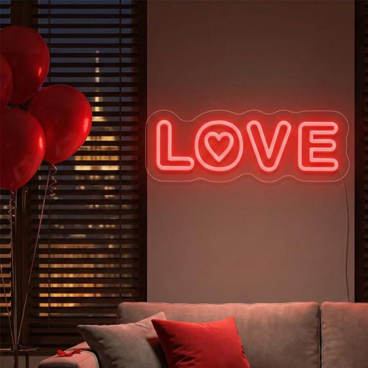 Love Heart Valentine Neon Sign | Valentine’s Day Present for Husband, Wife, Boyfriend & Girlfriend | V-Day Gift Ideas
