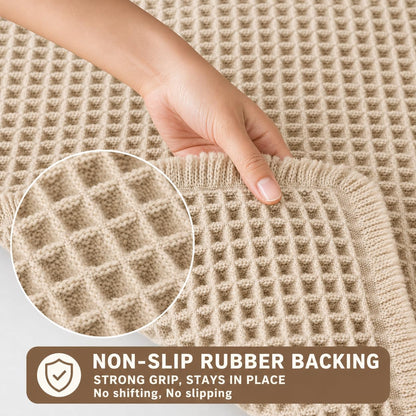 Waffle Weave Bath Mat 24 x 16 Inch, Ultra Soft Plush Absorbent Bathroom Rug, Anti-Skid Non-Slip Backing, Fast Dry, Machine Washable Bath Carpet for Shower, Tub, Floor, Spa, Hotel, Home Décor