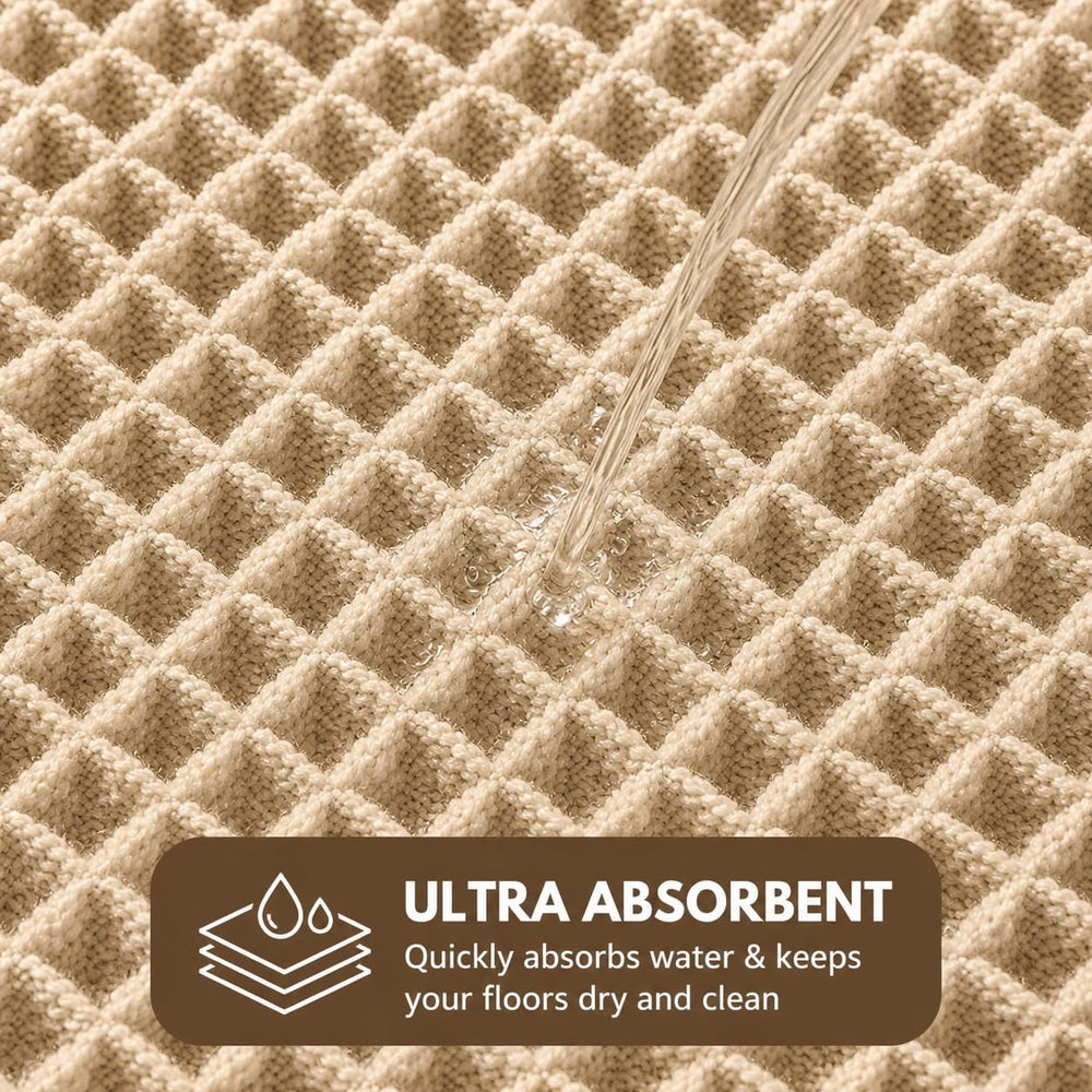 Waffle Weave Bath Mat 24 x 16 Inch, Ultra Soft Plush Absorbent Bathroom Rug, Anti-Skid Non-Slip Backing, Fast Dry, Machine Washable Bath Carpet for Shower, Tub, Floor, Spa, Hotel, Home Décor