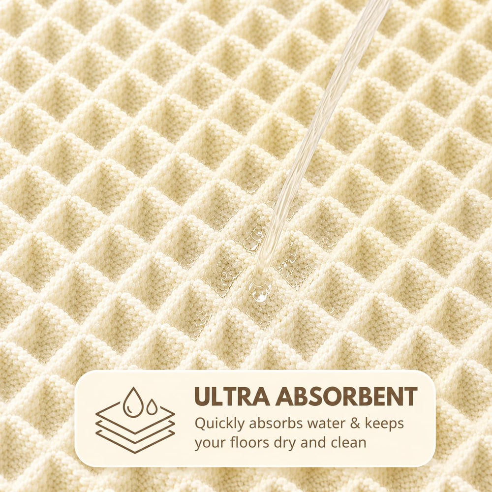 Waffle Weave Bath Mat 24 x 16 Inch, Ultra Soft Plush Absorbent Bathroom Rug, Anti-Skid Non-Slip Backing, Fast Dry, Machine Washable Bath Carpet for Shower, Tub, Floor, Spa, Hotel, Home Décor