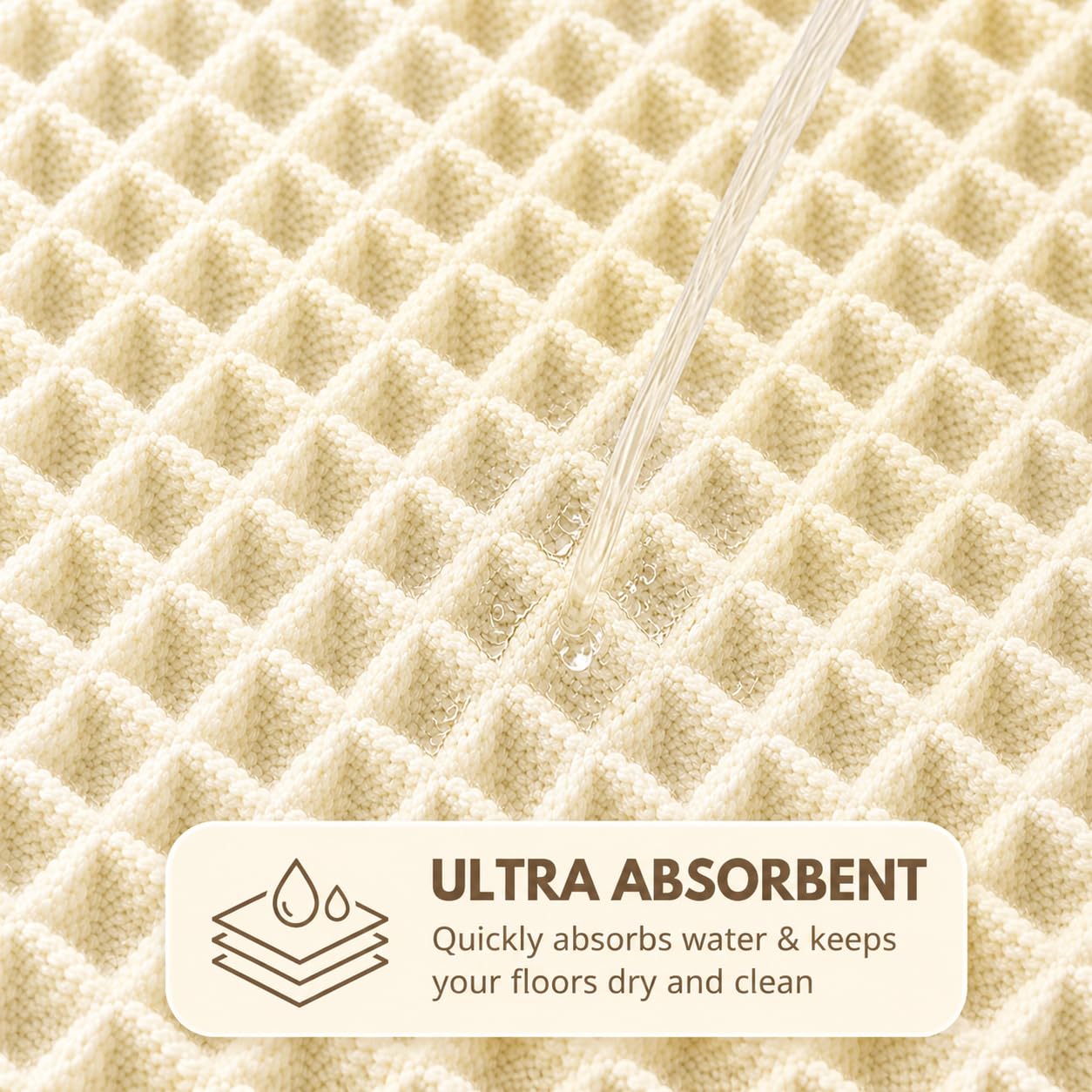 Waffle Weave Bath Mat 24 x 16 Inch, Ultra Soft Plush Absorbent Bathroom Rug, Anti-Skid Non-Slip Backing, Fast Dry, Machine Washable Bath Carpet for Shower, Tub, Floor, Spa, Hotel, Home Décor