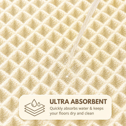 Waffle Weave Bath Mat 24 x 16 Inch, Ultra Soft Plush Absorbent Bathroom Rug, Anti-Skid Non-Slip Backing, Fast Dry, Machine Washable Bath Carpet for Shower, Tub, Floor, Spa, Hotel, Home Décor