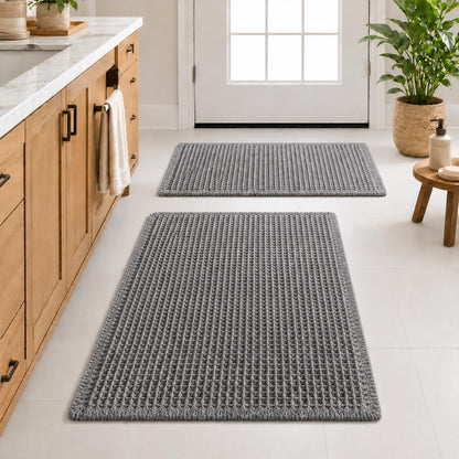 Waffle Weave Bath Mat 24 x 16 Inch, Ultra Soft Plush Absorbent Bathroom Rug, Anti-Skid Non-Slip Backing, Fast Dry, Machine Washable Bath Carpet for Shower, Tub, Floor, Spa, Hotel, Home Décor