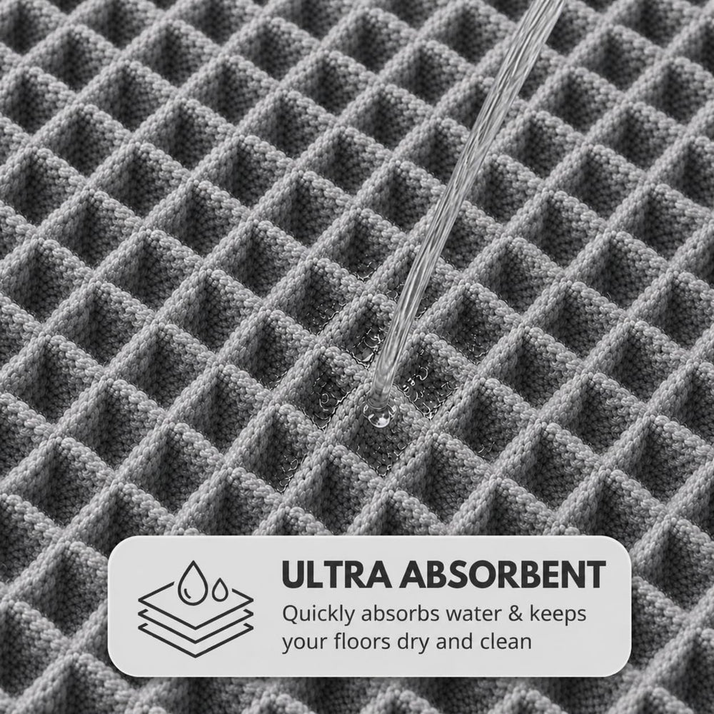Waffle Weave Bath Mat 24 x 16 Inch, Ultra Soft Plush Absorbent Bathroom Rug, Anti-Skid Non-Slip Backing, Fast Dry, Machine Washable Bath Carpet for Shower, Tub, Floor, Spa, Hotel, Home Décor