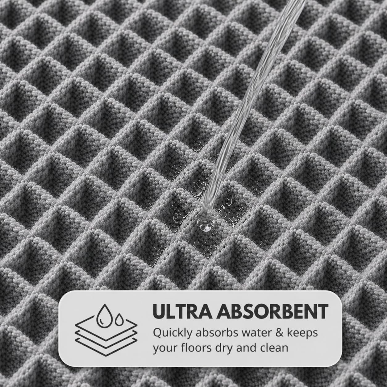 Waffle Weave Bath Mat 24 x 16 Inch, Ultra Soft Plush Absorbent Bathroom Rug, Anti-Skid Non-Slip Backing, Fast Dry, Machine Washable Bath Carpet for Shower, Tub, Floor, Spa, Hotel, Home Décor