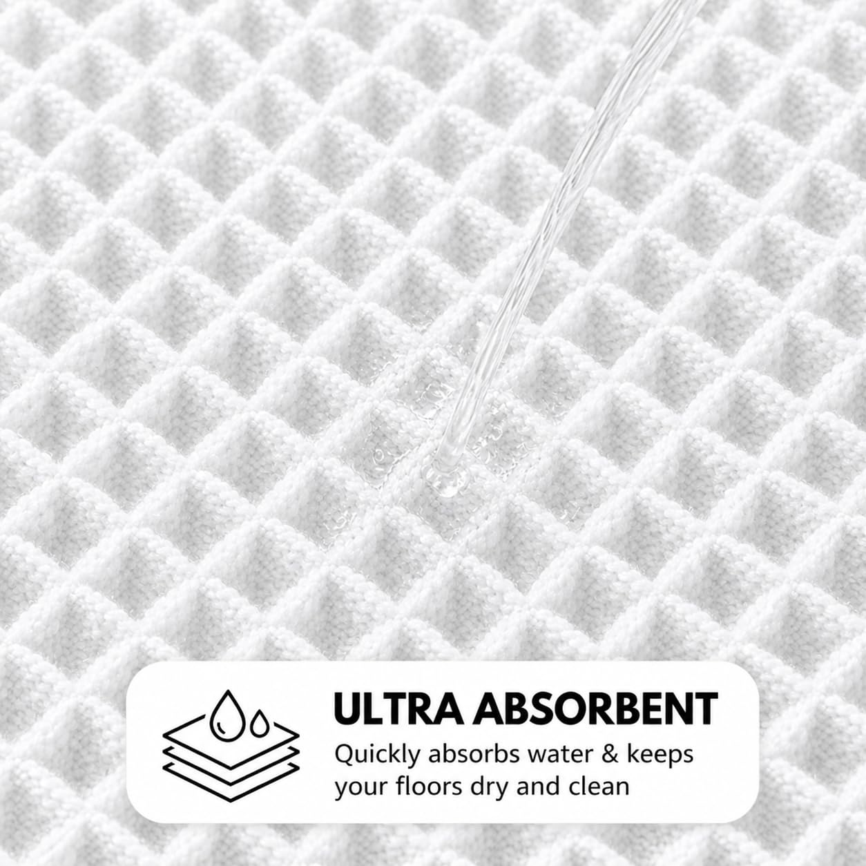 Waffle Weave Bath Mat 24 x 16 Inch, Ultra Soft Plush Absorbent Bathroom Rug, Anti-Skid Non-Slip Backing, Fast Dry, Machine Washable Bath Carpet for Shower, Tub, Floor, Spa, Hotel, Home Décor