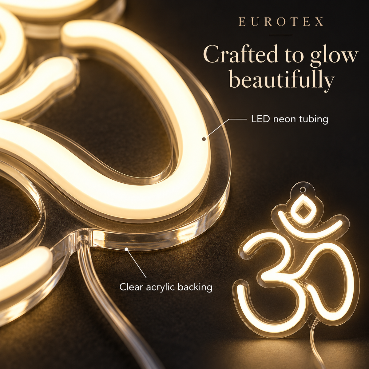 Om LED Neon Sign – Warm White ॐ Light for Home Mandir