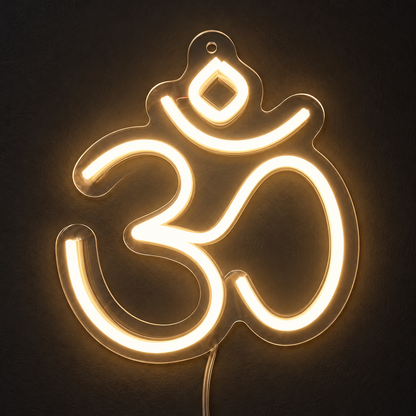 Om LED Neon Sign – Warm White ॐ Light for Home Mandir