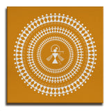 Golden Amber, Warli Art, Framed Abstract Canvas Wall Art for Bedroom Eurotex