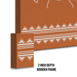 Russet Bronze, Warli Art, Framed Abstract Canvas Wall Art for Bedroom Eurotex