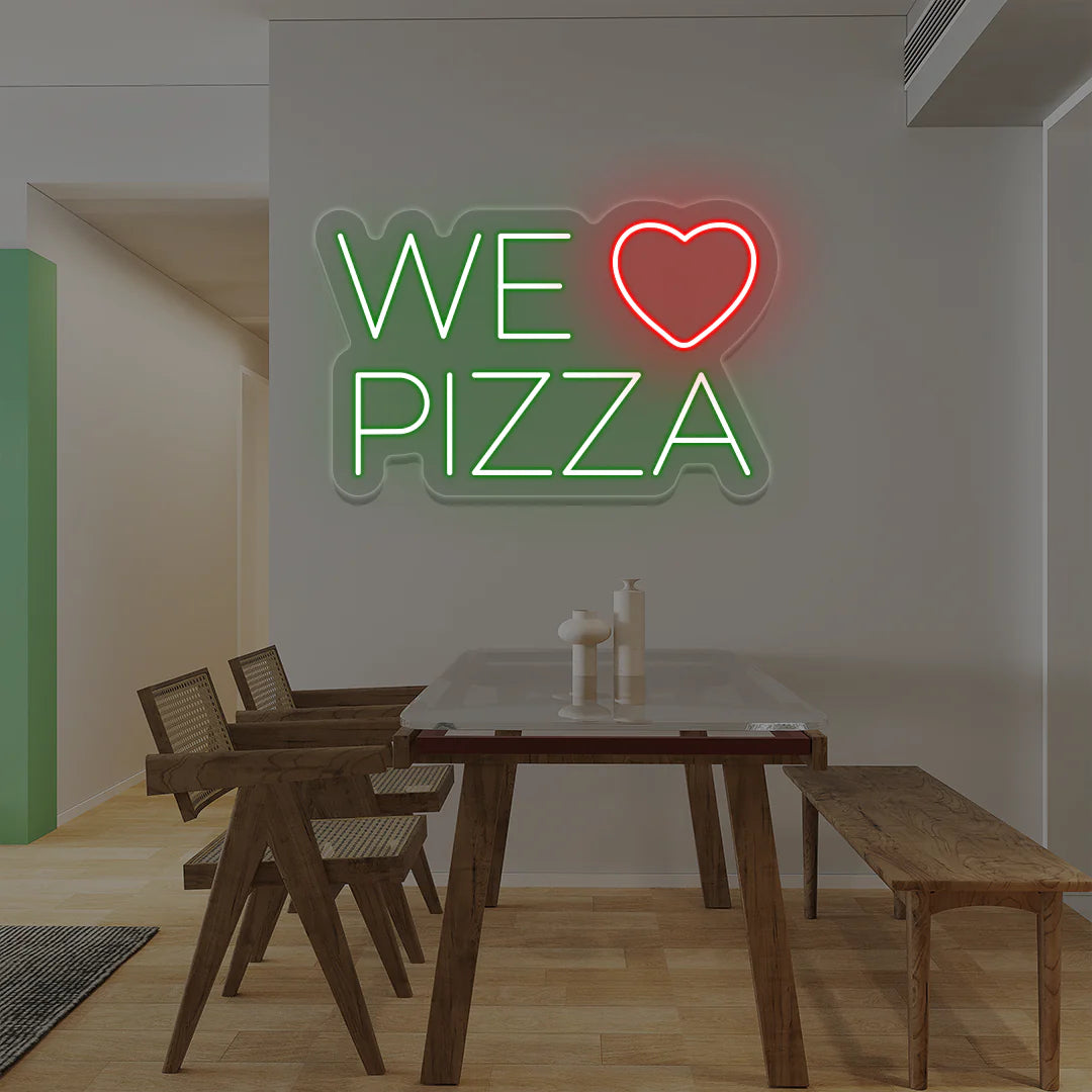 We Love Pizza Neon Signs | Ciao Bella & La Dolce Vita Restaurant Lights (24In x 18In)
