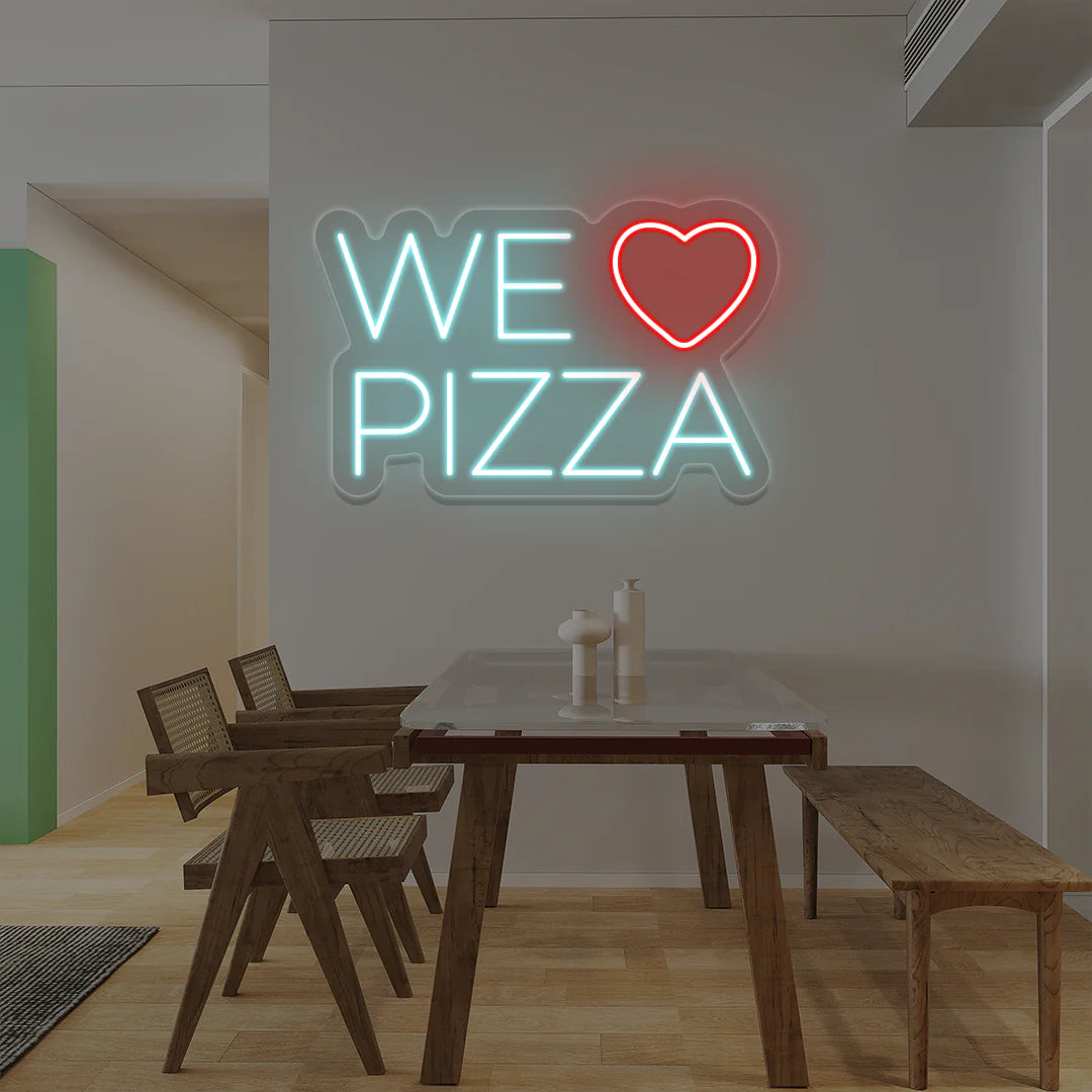We Love Pizza Neon Signs | Ciao Bella & La Dolce Vita Restaurant Lights (24In x 18In)